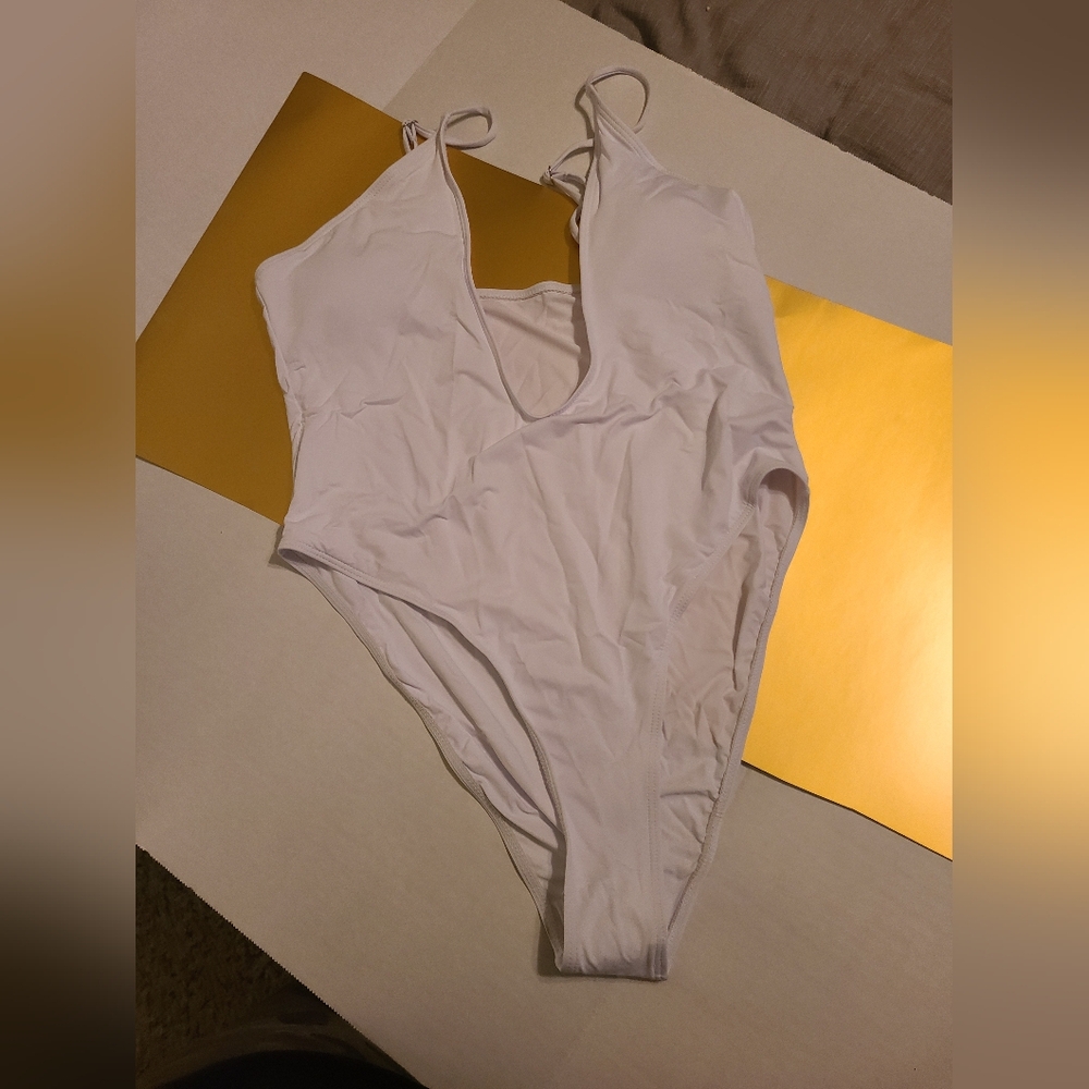 White one piece bathing suit
